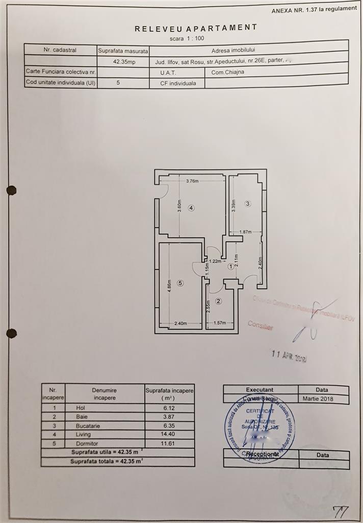 Apartament 2 camere + terasa, 80 mp, Str. Apeductului Nr 26E,  Chiajna, Rosu