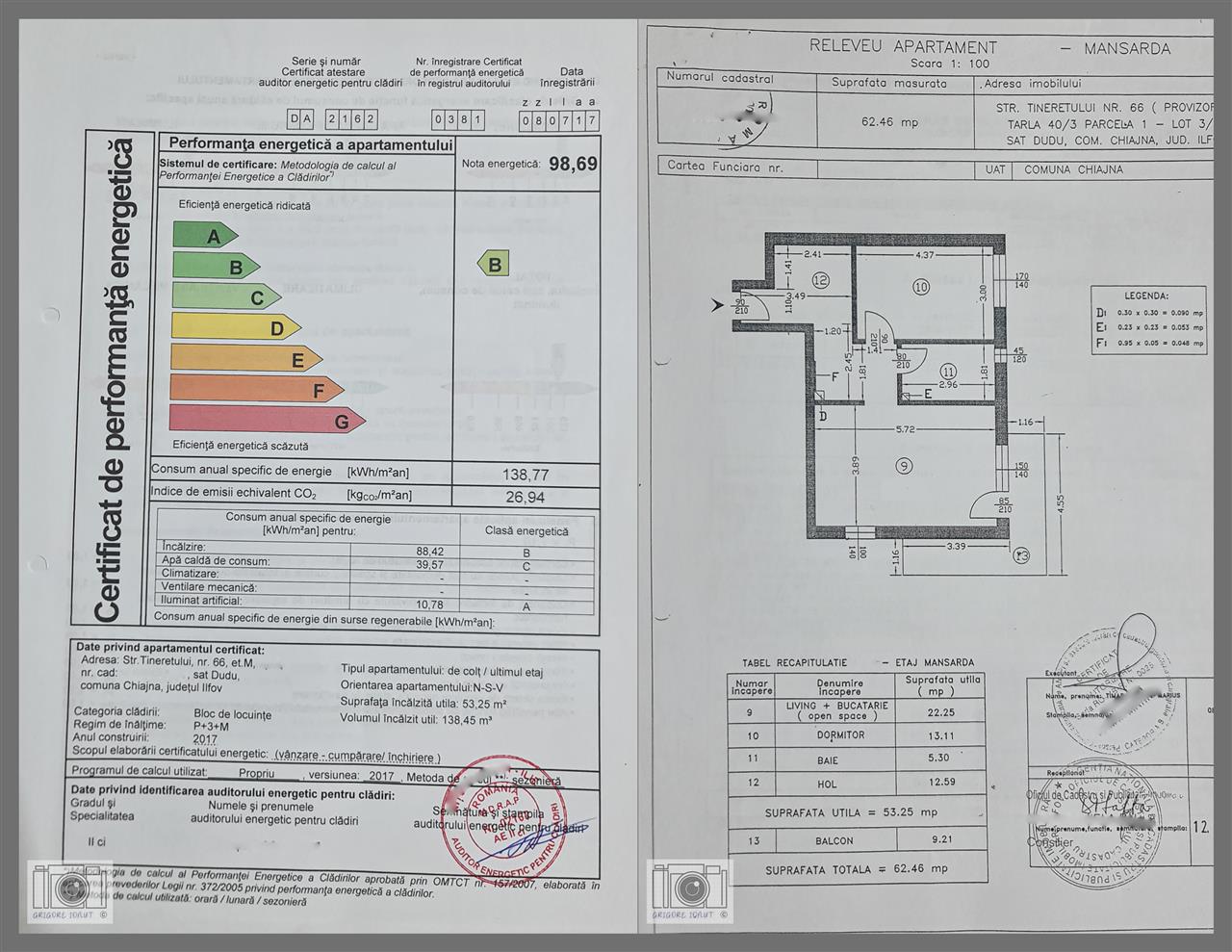 Apartament 95 mp, 2 camere + mansarda,  Str. Tineretului Nr 66,  Chiajna