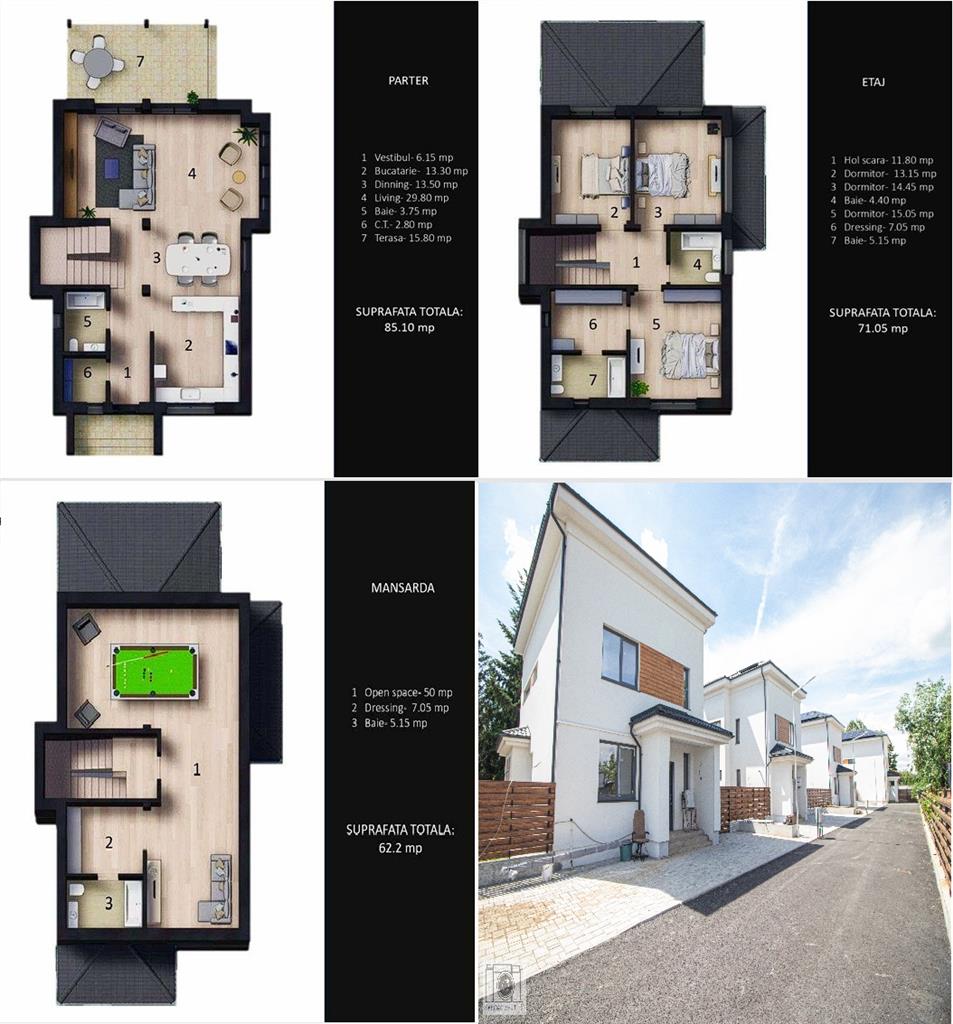 Vila P+1E+M 225 mp.utili, Soseaua Unirii,Corbeanca, NU se aplica TVA, 0%COMISION